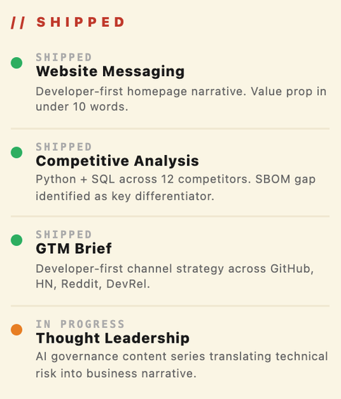 Case 5 deliverables card
