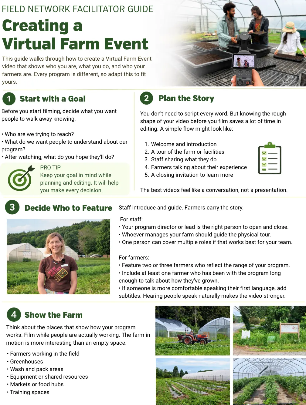 First page of the Virtual Farm Event facilitator guide